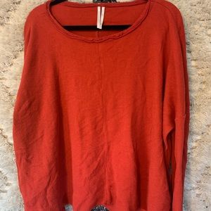 Anthropolgie Red/orange waffle pullover